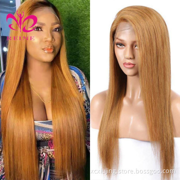 Reine  Brazilian Straight Human Hair Wig Pre-Plucked #30 Blonde 180 Density Lace Front Human Hair Wigs 13X4 Frontal Wig Remy
